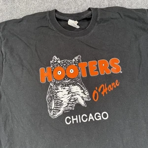 Camisa Hooters De Colección Para Hombres XL Negra O’Hare Chicago Owl Gráfico Camiseta Años 90 Bar Promo - Imagen 1 de 13