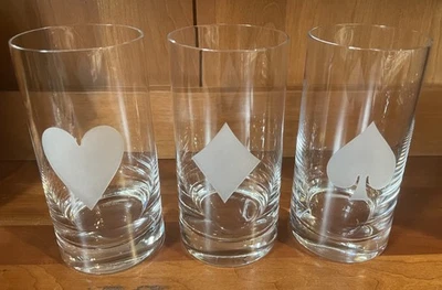 Lote 3 Lenox Kate Spade Gin Rummy Crystal Highball Copos Coração, Diamante, Espada - Imagem 1 de 4