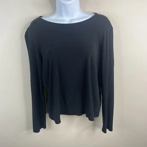 Eileen Fisher Damen Jersey Seide Top PL Schwarz Neutral Capsule Minimalistisch Reise - Bild 1 von 7