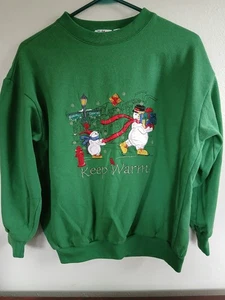 Vintage Nutcracker Christmas Holiday Sweater Snowmen Presents Keep Warm Size M - Picture 1 of 4