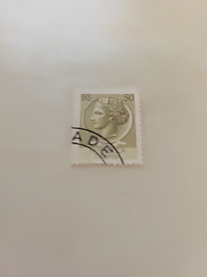 italy stamp 50 lire issued in 1956 used rare series siracusana  vf ci976 - Image 1 of 4