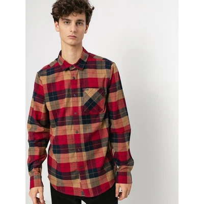 Volcom Flannel Shirt Mens XL Modern Fit Plaid Long Sleeve Button Front Red Navy - Image 1 of 4