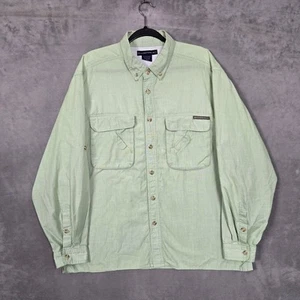 ExOfficio Shirt mens XL Green Button Up Pockets Long Sleeve vented - Picture 1 of 12