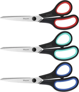 3-Pack 8" Heavy Duty Scissors 2.5mm Sharp Blades Comfort Grip for Crafts, Sewing - Bild 1 von 7