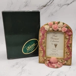 Vintage Dezine The Hat Shoppe Collection Bilderrahmen handbemalt Harz Schleifen Rosen - Bild 1 von 15