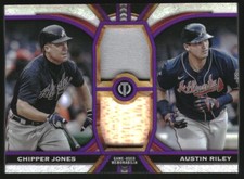 2023 T Tribute Dual Player Relic Purple #DRJR Austin Riley Chipper Jones /50  
