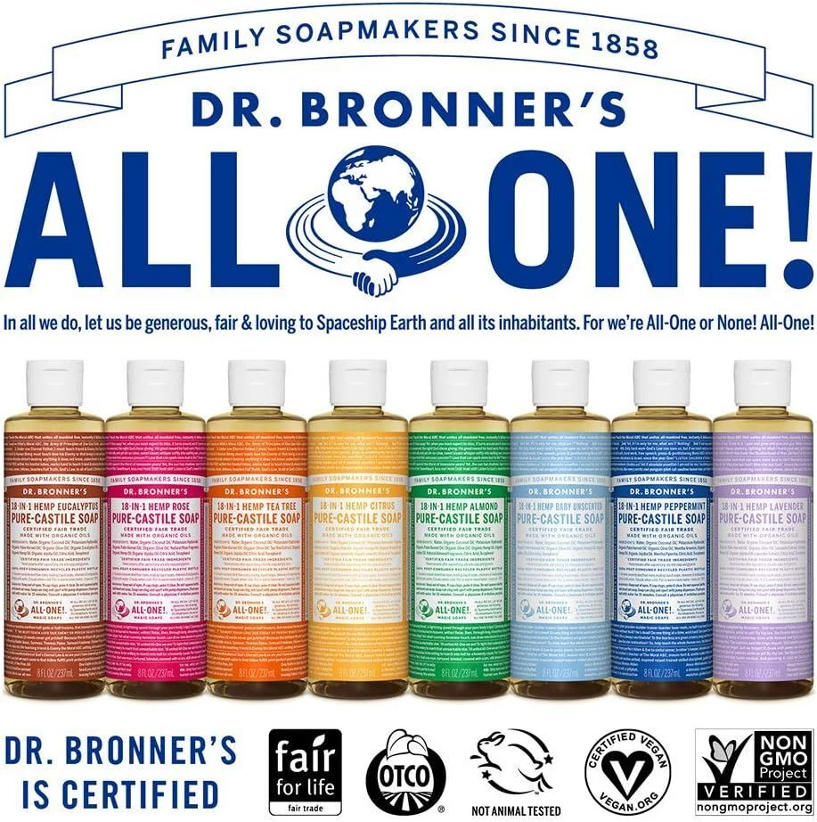 Dr Bronner Bio feuchtigkeitsspendende reine Kastilien Flüssigseife - alle Größen