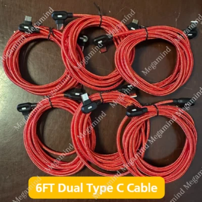 90 Degree Right Angle USB C to USB C Type C Cable PD Fast Charging Cord 6FT Lot  - Image 1 of 4