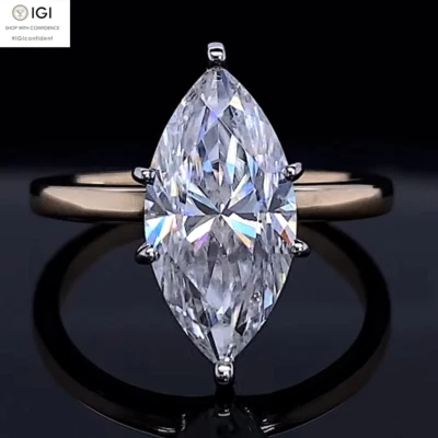 3.25Ct IGI F VS1 Marquise Lab Grown Diamond Engagement Ring In 14K Two-Tone Gold - Image 1 of 4