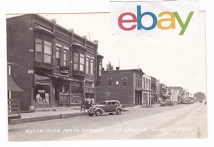 1941 RPPC ST SAINT ANSGAR IOWA BILLIARDS COCA COLA CARS VINTAGE POSTCARD IA OLD - Picture 1 of 2