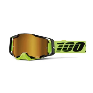 MASCHERA 100% ARMEGA NEON YELLOW - LENTE A SPECCHIO ORO - Foto 1 di 2