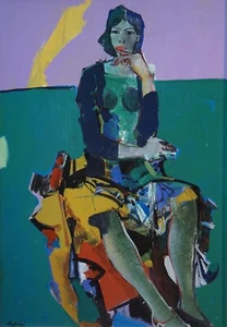 RENATO GUERRINI OLIO SU TAVOLA CON CORNICE- RITRATTO DI DONNA FIGURA FEMMINILE - Imagen 1 de 6