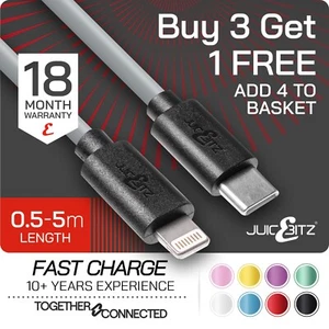 JuicEBitz® Fast Charger Sync USB Charging Cable for iPhone 14 13 12 11 SE XR XS - Picture 1 of 121
