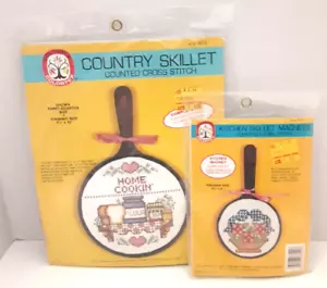 Kitchen and Country Skillet Cross Stitch Kits Small and Large Colortex - Picture 1 of 4