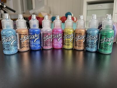 Ranger Stickles Glitter Glue 9 X Bottles Assorted Colours Mostly New & Unused • 14.14€