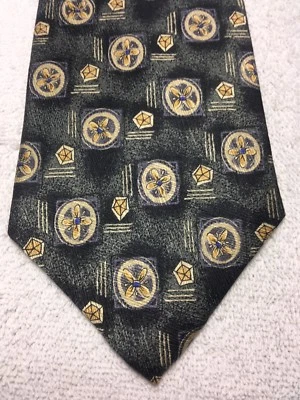 PAUL FREDRICK CORBATA HOMBRE GRIS CON DORADO Y AZUL 4 X 58 NUEVA SIN ETIQUETAS Foto 1 de 4