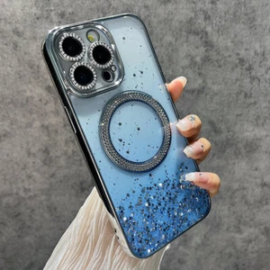 For iPhone 16 15 Pro Max 14 13 12 11 Glitter Bling Gradient Mag Safe Phone Case - Picture 1 of 22