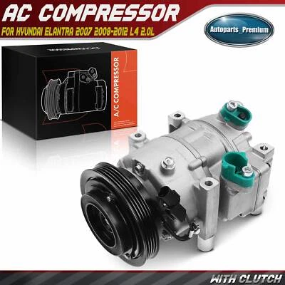 Compresor de aire acondicionado con 4 ranuras para Hyundai Elantra 2007-2012 L4 2,0 L VS16 977012H100 Foto 1 de 4