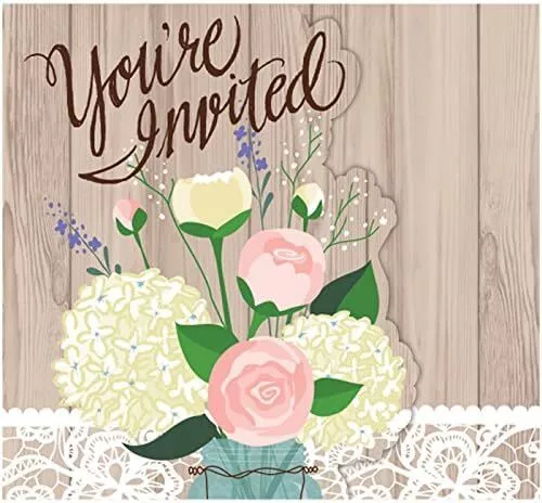 Rustic Wedding Bridal Shower Anniversary Party Invitations w/Envelopes - Image 1 of 1