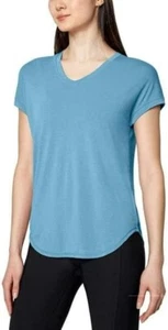 NWT Mondetta Women Ultra Soft Short Sleeve V-Neck Tee Dust Blue Sz XL $45 2HL107 - Picture 1 of 3