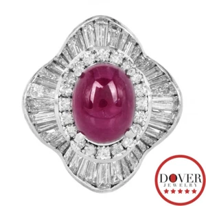 GIA Diamond 5.82cts Ruby Platinum Halo Ballerina Cocktail Ring 13.7Gr NR - Picture 1 of 6