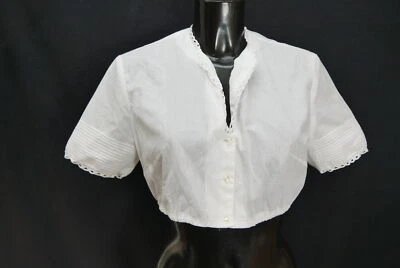Gr.44 Dirndlbluse weiß Bluse für Dirndl Baumwollmischung Spitze B11578 - Bild 1 von 4