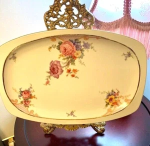 VTG Porcelain Platter—Oblong—Roses—Epriag (Czechoslovakia)—13.2" X 9" - Picture 1 of 4