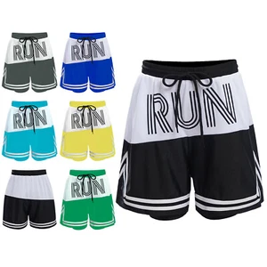 Kids Boys Running Shorts Letter Print Drawstring Basketball Football Swim Trunks - Picture 1 of 12