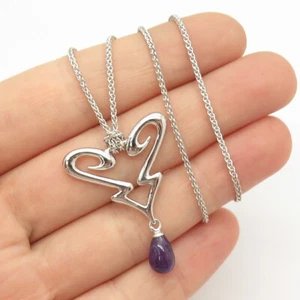 Collar de cadena de cuerda retorcida con piedras preciosas de amatista real de plata de ley 925 Guess 19" - Imagen 1 de 9