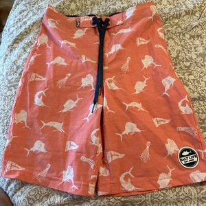 Salt Life Boys YMD Trunks Swim Board Shorts Orange Fish NWOT - Picture 1 of 5