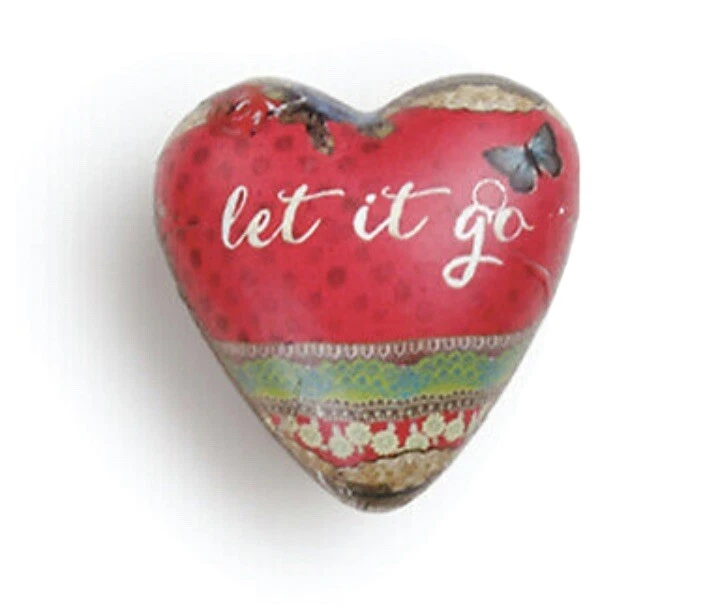 Estatueta DEMDACOLet It Go floral vermelha 2x2 pedra resina colecionável arte coração ficha - Imagem 1 de 3