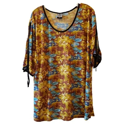 Jonathan Martin Blouse Top Multicolored Tie Front Short Sleeve Plus Size 2X - Image 1 of 4