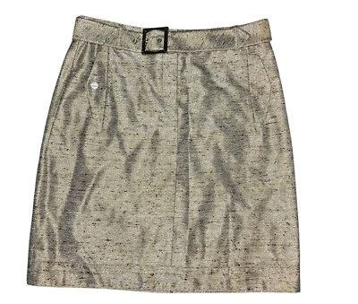 Minifalda neutra Tory Burch forrada dorada seda cruda en damas talla 10 Foto 1 de 4