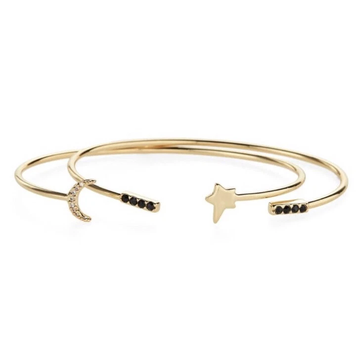 Juego de brazalete abierto apilable Jules Smith Cosmic Cuff dorado circonita cúbica Foto 1 de 4