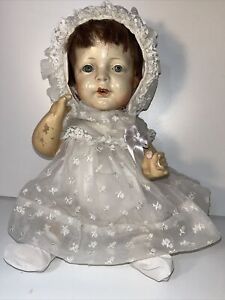 Early Effanbee Composition Baby Doll With Tin Eyes Marked DECO