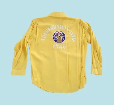 Vintage 50s Shirt  Bowling Gabardine B.P.O.E. Thermopolis WYO. Sz XL Rockabilly - Image 1 of 4