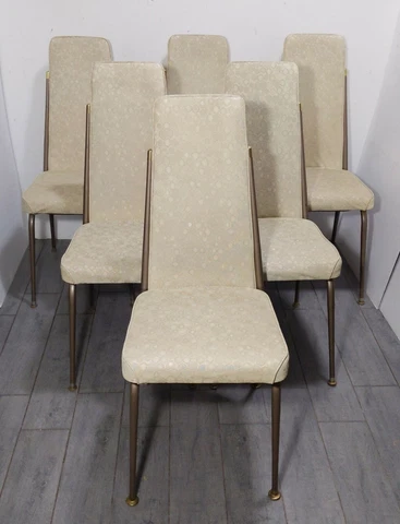 Vintage Set of 6 METALCRAFT Mid Century Modern Retro Atomic Metal Dining Chairs Cover