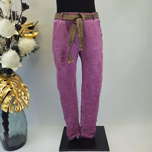 Italy Hose 38 40 Jogpants Baggy Stoffhose Boyfriend Jogginghose Gürtel Purpel - Bild 1 von 8
