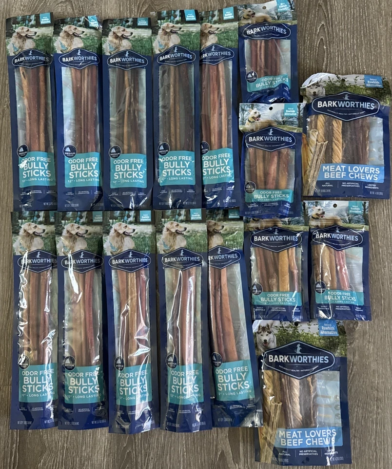 Палочки-хулиганы Bark Worthies Oder Free. Огромный лот из 16 сумок! 12 дюймов и 6 дюймов Совершенно новый! - Изображение 1 из 1