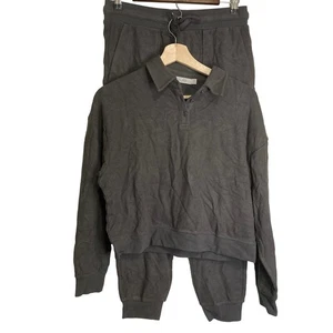 A612252 BAREFOOT DREAMS Petite Malibu Collection Brushed Fleece Set Carbon PS - Picture 1 of 5