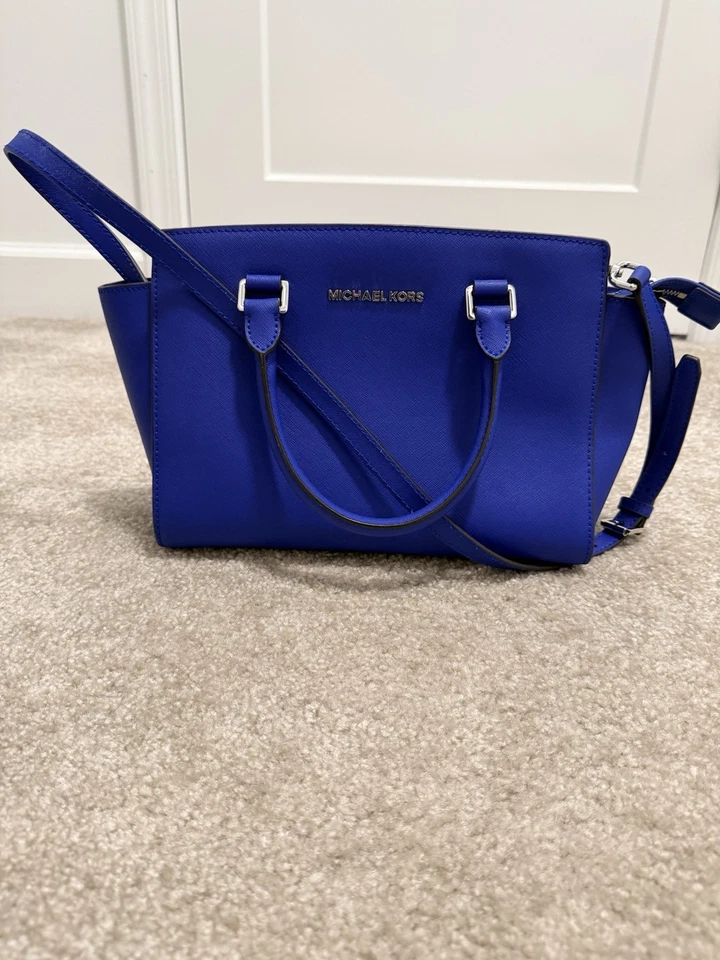 Couro Saffiano Azul Elétrico Michael Kors Selma - Imagem 1 de 4
