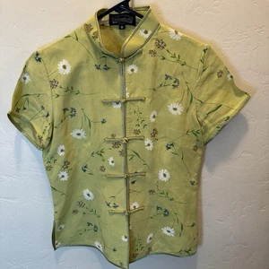 Kenki Boutique Asian Women’s Blouse Hand-Made Hong Kong Silk Frog Buttons Size M - Picture 1 of 7