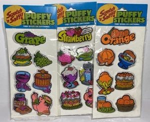 Vtg Puffy Scratch & Sniff Scented Sticker Pack Gordy International Grape Orange - Picture 1 of 8
