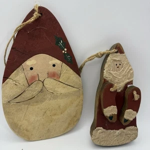 Two Wooden Santa’s Christmas Ornaments - Picture 1 of 4