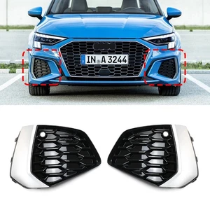 Fit For Audi A3 S3 Sline 2021-2023 2PCS Left&Right Front Lower Fog Lamp Grille - Picture 1 of 5