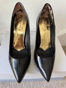 Ted Baker open toes elegant woman’s black high heel Shoes with gold heels - Picture 1 of 6