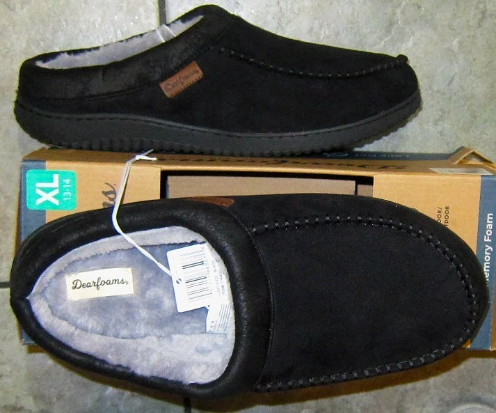 Dearfoams Men’s Memory Foam Indoor/Outdoor Slippers Size XL 13-14