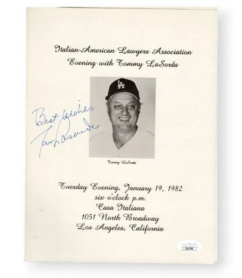 Tommy Tom Lasorda Signed Autographed Event Program Dodgers 1982 JSA CB19780 - Image 1 of 2