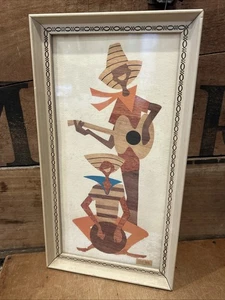 Robert Lyons gerahmter Kunstdruck Calypso Bongo Drum Island Life Vintage 1960er MCM - Bild 1 von 8