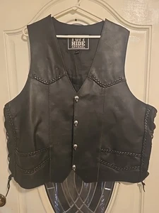 Tuff Hide Apparel Herren Weste Leder Druckknopfverschluss schwarz Gr. 3XL klassisch Biker - Bild 1 von 12